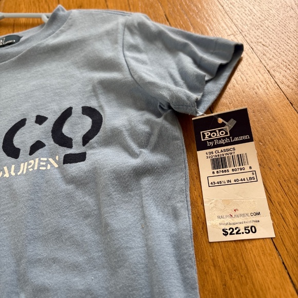 Polo Ralph Lauren Blue Short Sleeve Shirt Boys Size 5 New With Tags - Picture 2 of 3